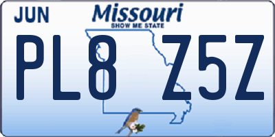 MO license plate PL8Z5Z