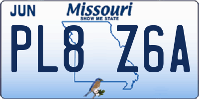 MO license plate PL8Z6A