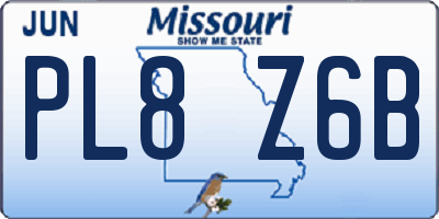 MO license plate PL8Z6B