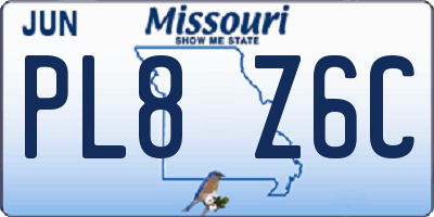 MO license plate PL8Z6C