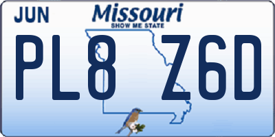 MO license plate PL8Z6D