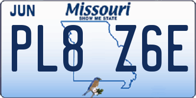 MO license plate PL8Z6E