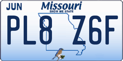 MO license plate PL8Z6F