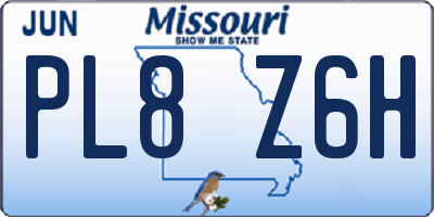 MO license plate PL8Z6H