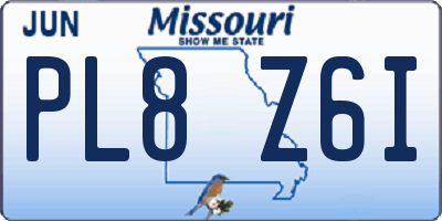 MO license plate PL8Z6I