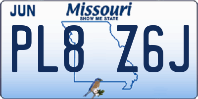 MO license plate PL8Z6J