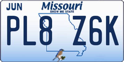 MO license plate PL8Z6K