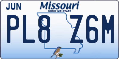 MO license plate PL8Z6M