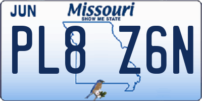 MO license plate PL8Z6N