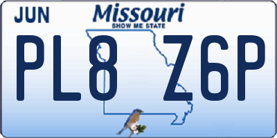 MO license plate PL8Z6P