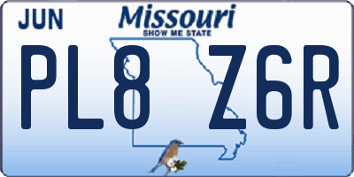 MO license plate PL8Z6R