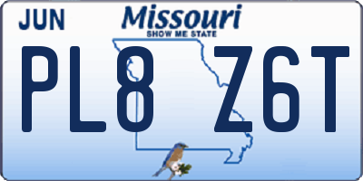 MO license plate PL8Z6T
