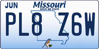 MO license plate PL8Z6W
