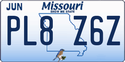 MO license plate PL8Z6Z