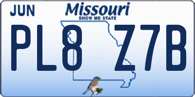 MO license plate PL8Z7B