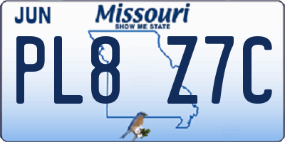 MO license plate PL8Z7C