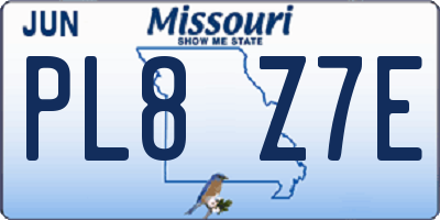 MO license plate PL8Z7E