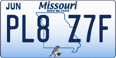 MO license plate PL8Z7F