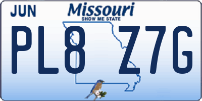 MO license plate PL8Z7G