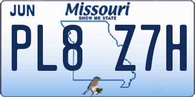 MO license plate PL8Z7H