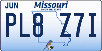 MO license plate PL8Z7I