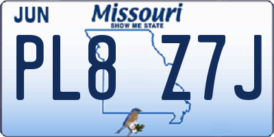 MO license plate PL8Z7J