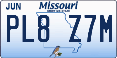 MO license plate PL8Z7M