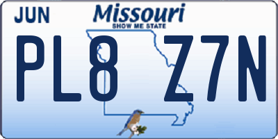 MO license plate PL8Z7N