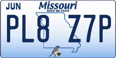 MO license plate PL8Z7P