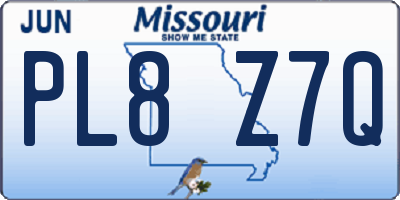 MO license plate PL8Z7Q