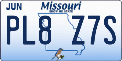 MO license plate PL8Z7S