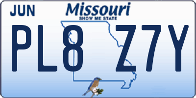 MO license plate PL8Z7Y