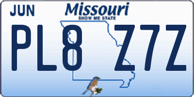 MO license plate PL8Z7Z
