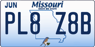 MO license plate PL8Z8B