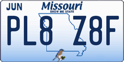 MO license plate PL8Z8F