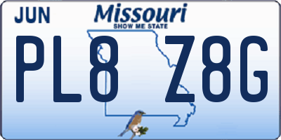MO license plate PL8Z8G