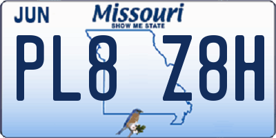 MO license plate PL8Z8H