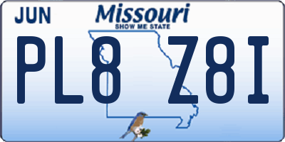 MO license plate PL8Z8I