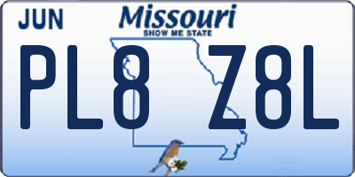 MO license plate PL8Z8L