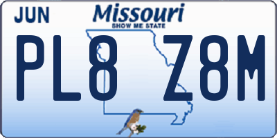 MO license plate PL8Z8M