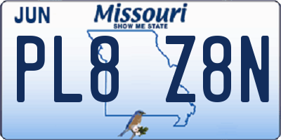 MO license plate PL8Z8N