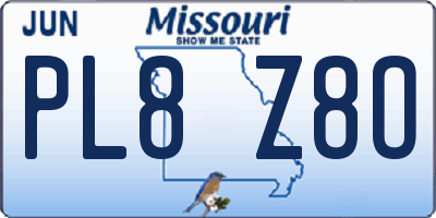 MO license plate PL8Z8O