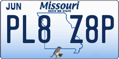 MO license plate PL8Z8P