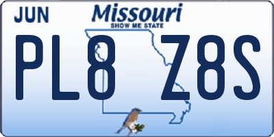 MO license plate PL8Z8S