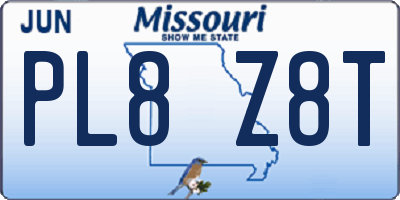 MO license plate PL8Z8T