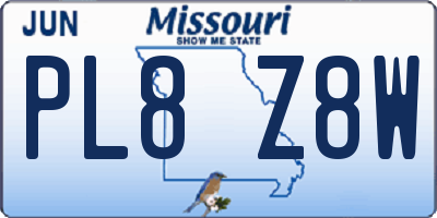 MO license plate PL8Z8W