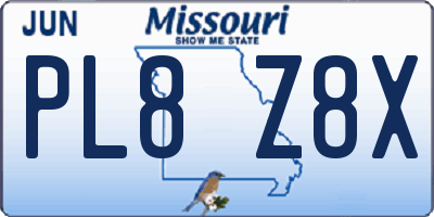 MO license plate PL8Z8X