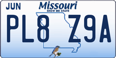 MO license plate PL8Z9A