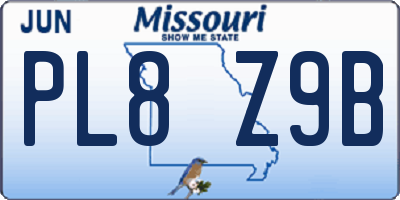MO license plate PL8Z9B