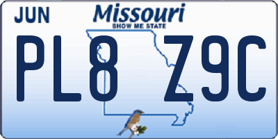 MO license plate PL8Z9C